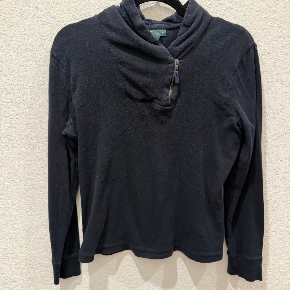 Lauren Ralph Lauren Navy Blue Quarter Zip Hoodie Sweatshirt Womens Medium